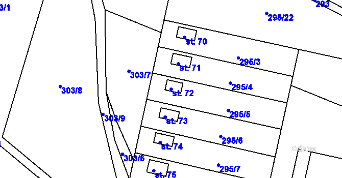 Parcela st. 72 v KÚ Hořice u Humpolce, Katastrální mapa