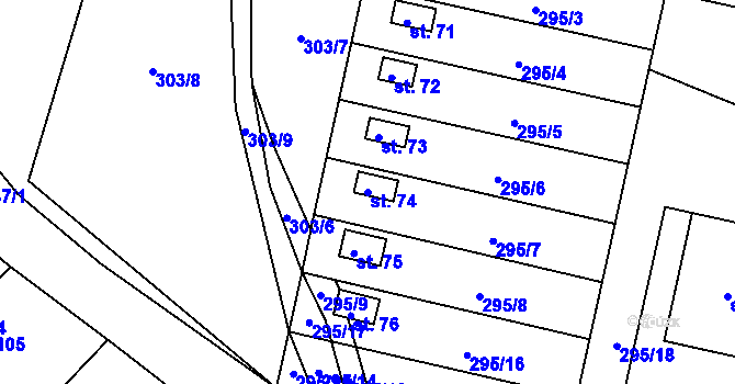 Parcela st. 74 v KÚ Hořice u Humpolce, Katastrální mapa