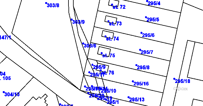 Parcela st. 75 v KÚ Hořice u Humpolce, Katastrální mapa