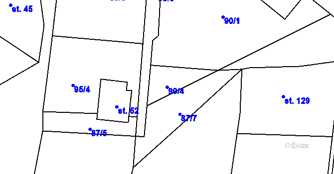 Parcela st. 90/4 v KÚ Hořice u Humpolce, Katastrální mapa