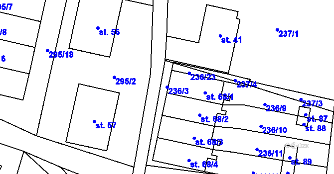 Parcela st. 236/3 v KÚ Hořice u Humpolce, Katastrální mapa