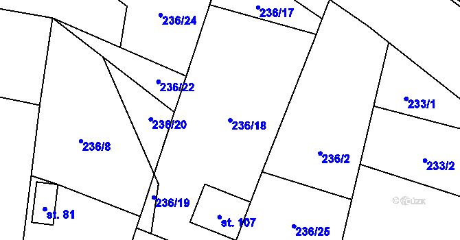 Parcela st. 236/18 v KÚ Hořice u Humpolce, Katastrální mapa