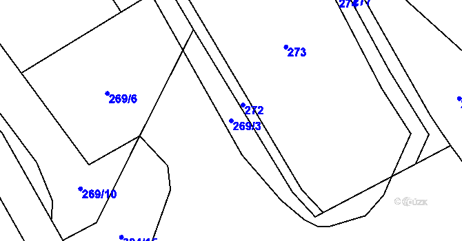 Parcela st. 269/3 v KÚ Hořice u Humpolce, Katastrální mapa