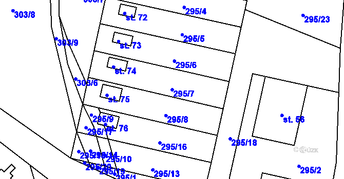 Parcela st. 295/7 v KÚ Hořice u Humpolce, Katastrální mapa