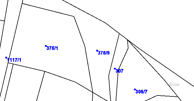 Parcela st. 378/9 v KÚ Hořice u Humpolce, Katastrální mapa