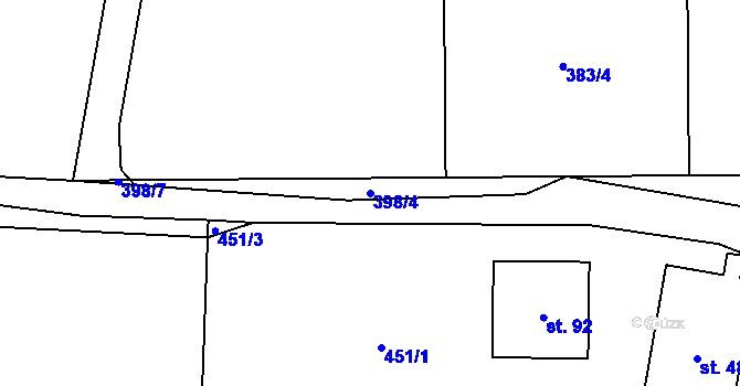 Parcela st. 398/4 v KÚ Hořice u Humpolce, Katastrální mapa