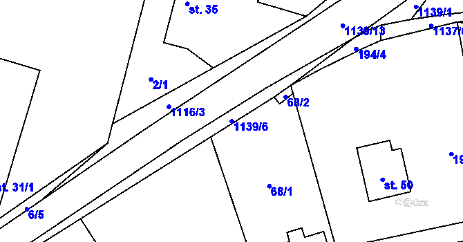 Parcela st. 1139/6 v KÚ Hořice u Humpolce, Katastrální mapa