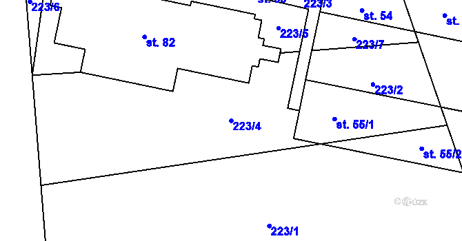 Parcela st. 223/4 v KÚ Hořice u Humpolce, Katastrální mapa