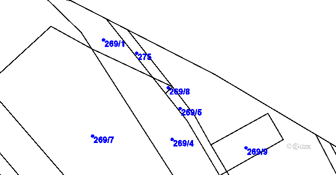 Parcela st. 269/8 v KÚ Hořice u Humpolce, Katastrální mapa