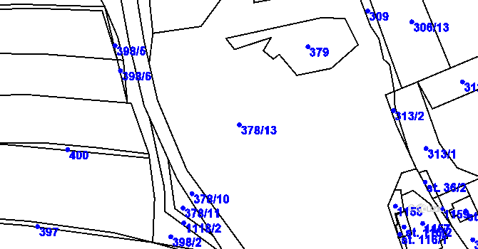 Parcela st. 378/13 v KÚ Hořice u Humpolce, Katastrální mapa