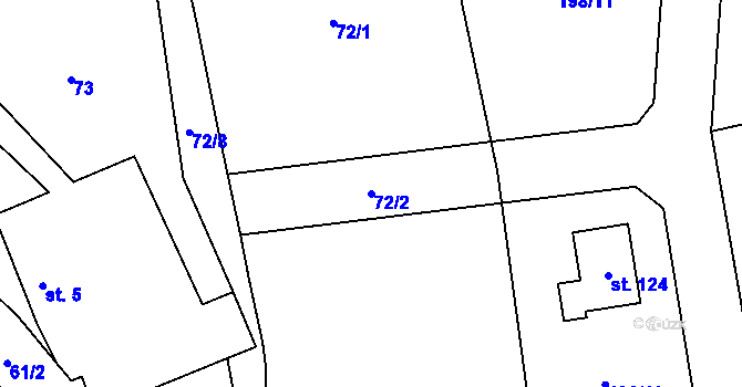 Parcela st. 72/2 v KÚ Hořice u Humpolce, Katastrální mapa