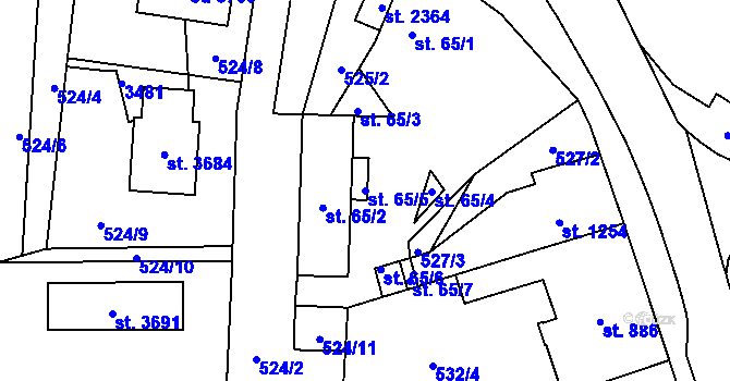 Parcela st. 65/5 v KÚ Hořice v Podkrkonoší, Katastrální mapa