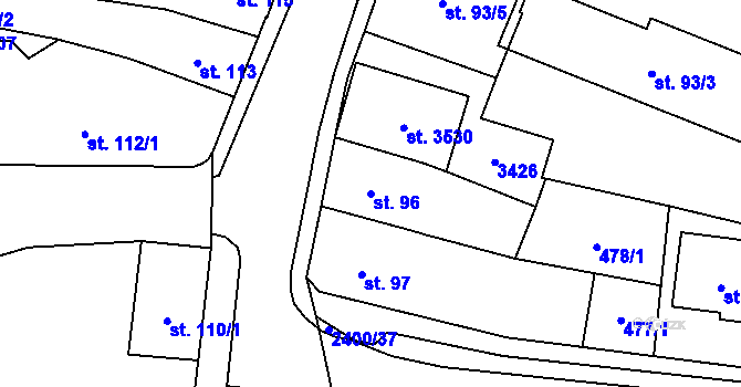 Parcela st. 96 v KÚ Hořice v Podkrkonoší, Katastrální mapa