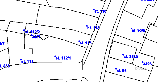 Parcela st. 113 v KÚ Hořice v Podkrkonoší, Katastrální mapa