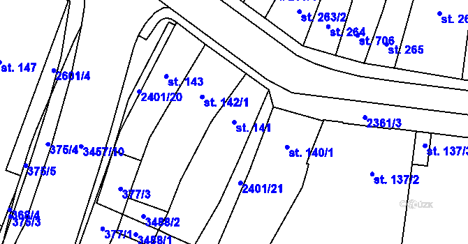 Parcela st. 141 v KÚ Hořice v Podkrkonoší, Katastrální mapa