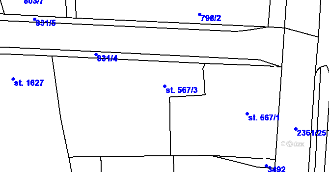 Parcela st. 567/3 v KÚ Hořice v Podkrkonoší, Katastrální mapa