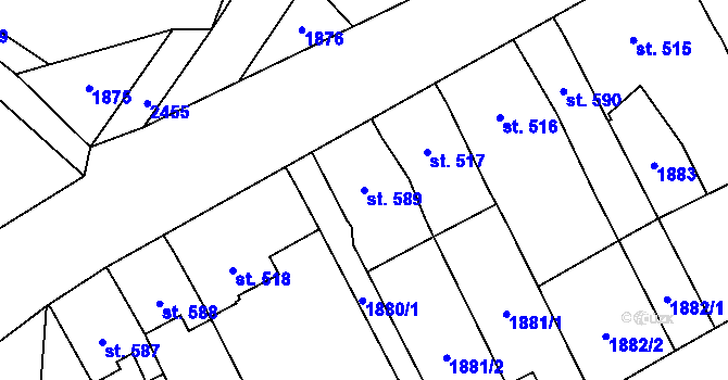 Parcela st. 589 v KÚ Hořice v Podkrkonoší, Katastrální mapa