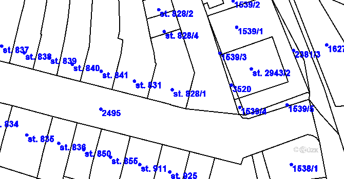 Parcela st. 828/1 v KÚ Hořice v Podkrkonoší, Katastrální mapa