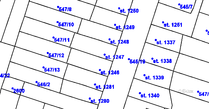 Parcela st. 1247 v KÚ Hořice v Podkrkonoší, Katastrální mapa