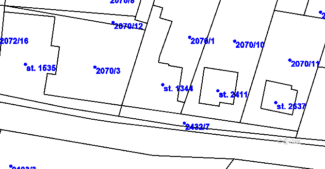 Parcela st. 1344 v KÚ Hořice v Podkrkonoší, Katastrální mapa