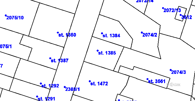 Parcela st. 1385 v KÚ Hořice v Podkrkonoší, Katastrální mapa