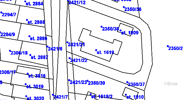 Parcela st. 1619 v KÚ Hořice v Podkrkonoší, Katastrální mapa