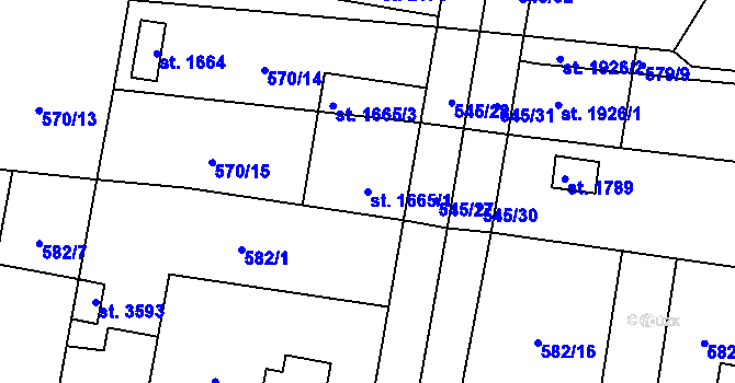 Parcela st. 1665/1 v KÚ Hořice v Podkrkonoší, Katastrální mapa
