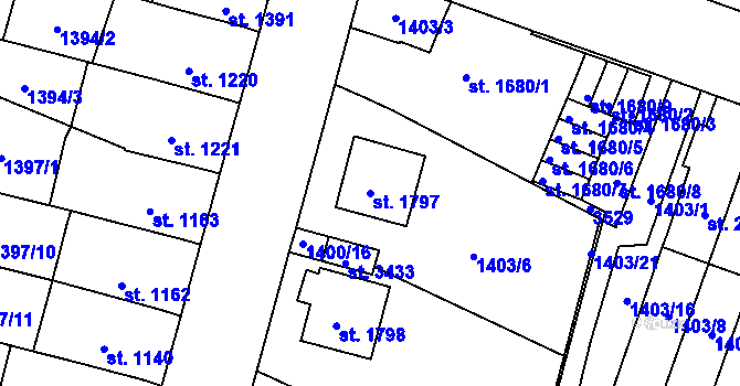 Parcela st. 1797 v KÚ Hořice v Podkrkonoší, Katastrální mapa