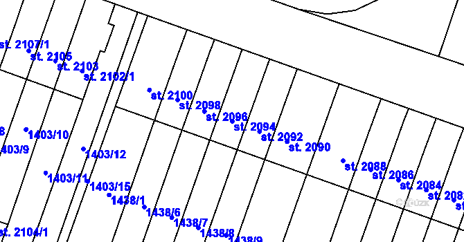 Parcela st. 2094 v KÚ Hořice v Podkrkonoší, Katastrální mapa