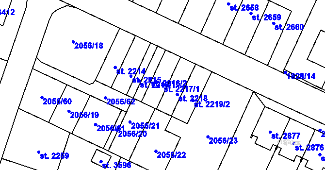 Parcela st. 2217/1 v KÚ Hořice v Podkrkonoší, Katastrální mapa