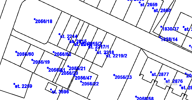 Parcela st. 2218 v KÚ Hořice v Podkrkonoší, Katastrální mapa
