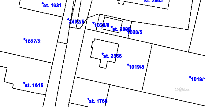 Parcela st. 2366 v KÚ Hořice v Podkrkonoší, Katastrální mapa