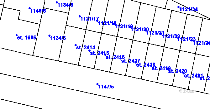 Parcela st. 2416 v KÚ Hořice v Podkrkonoší, Katastrální mapa