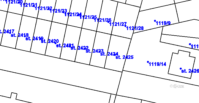 Parcela st. 2424 v KÚ Hořice v Podkrkonoší, Katastrální mapa
