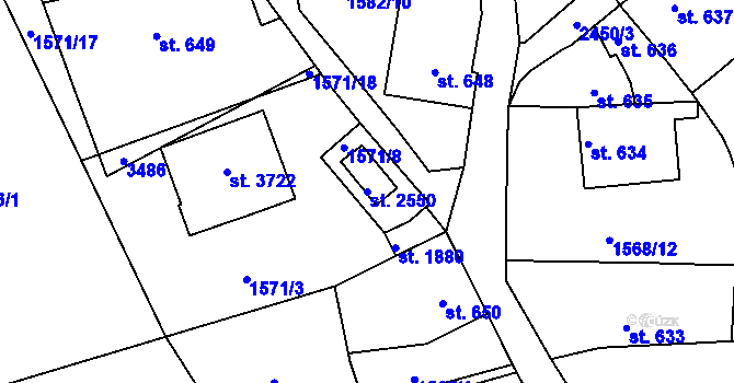 Parcela st. 2550 v KÚ Hořice v Podkrkonoší, Katastrální mapa