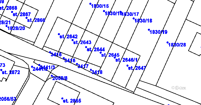 Parcela st. 2645 v KÚ Hořice v Podkrkonoší, Katastrální mapa