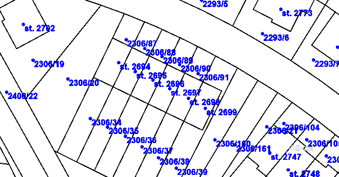 Parcela st. 2697 v KÚ Hořice v Podkrkonoší, Katastrální mapa