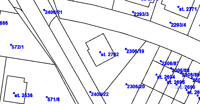 Parcela st. 2702 v KÚ Hořice v Podkrkonoší, Katastrální mapa