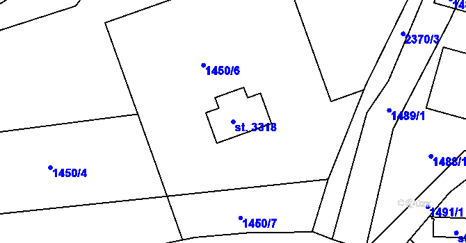 Parcela st. 3318 v KÚ Hořice v Podkrkonoší, Katastrální mapa