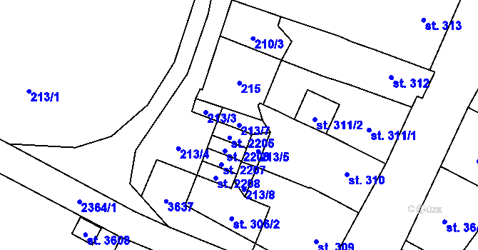 Parcela st. 213/7 v KÚ Hořice v Podkrkonoší, Katastrální mapa