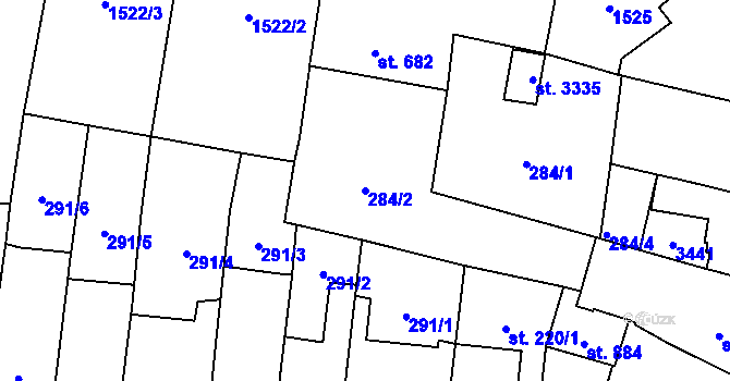 Parcela st. 284/2 v KÚ Hořice v Podkrkonoší, Katastrální mapa
