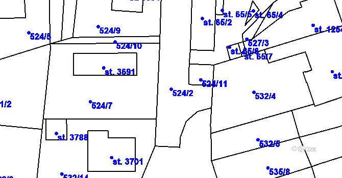 Parcela st. 524/2 v KÚ Hořice v Podkrkonoší, Katastrální mapa