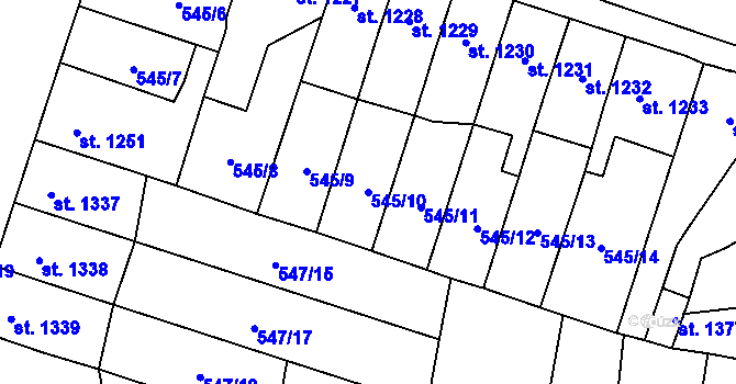 Parcela st. 545/10 v KÚ Hořice v Podkrkonoší, Katastrální mapa