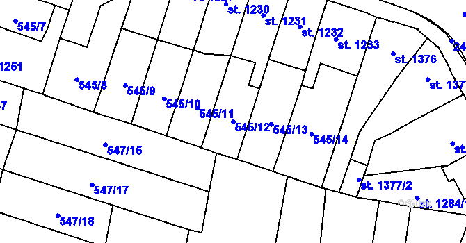Parcela st. 545/12 v KÚ Hořice v Podkrkonoší, Katastrální mapa