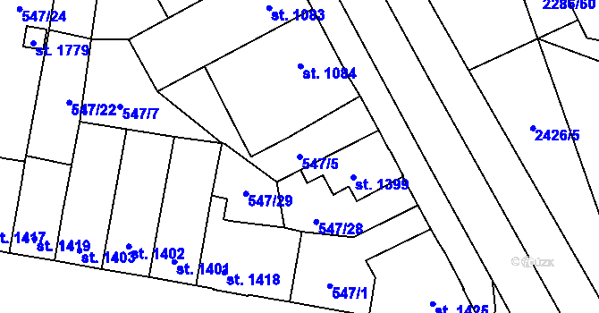 Parcela st. 547/5 v KÚ Hořice v Podkrkonoší, Katastrální mapa