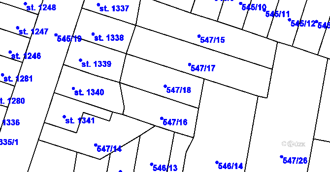 Parcela st. 547/18 v KÚ Hořice v Podkrkonoší, Katastrální mapa