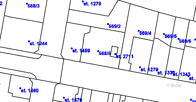 Parcela st. 568/5 v KÚ Hořice v Podkrkonoší, Katastrální mapa