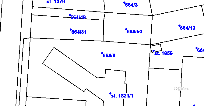 Parcela st. 664/8 v KÚ Hořice v Podkrkonoší, Katastrální mapa