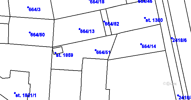 Parcela st. 664/51 v KÚ Hořice v Podkrkonoší, Katastrální mapa