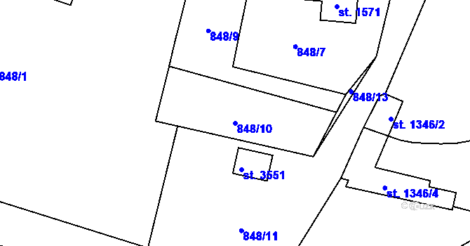 Parcela st. 848/10 v KÚ Hořice v Podkrkonoší, Katastrální mapa